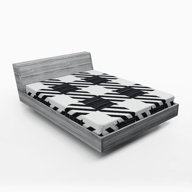 Microfiber Geometric Fitted Sheet, Full Fitted Sheet