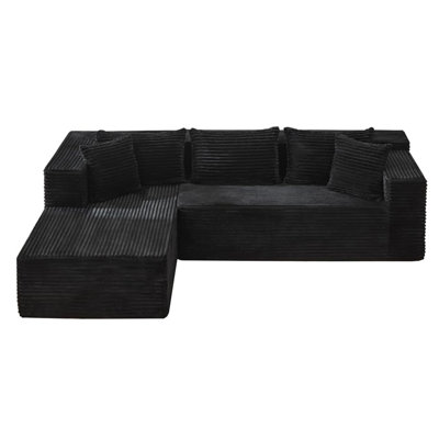 106" L-Shaped Modular Sectional Sofa with Chaise, Deep Seat Corduroy Upholstered Couch, No Assembly Modern Sofa for Living Room