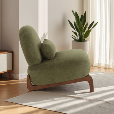 Mignon fauteuil d'appoint avec pieds en bois massif, fauteuil de salon en velours avec coussin moelleux, fauteuil de chambre confortable, fauteuil de lecture confortable pour appartement, salle d'attente, balcon