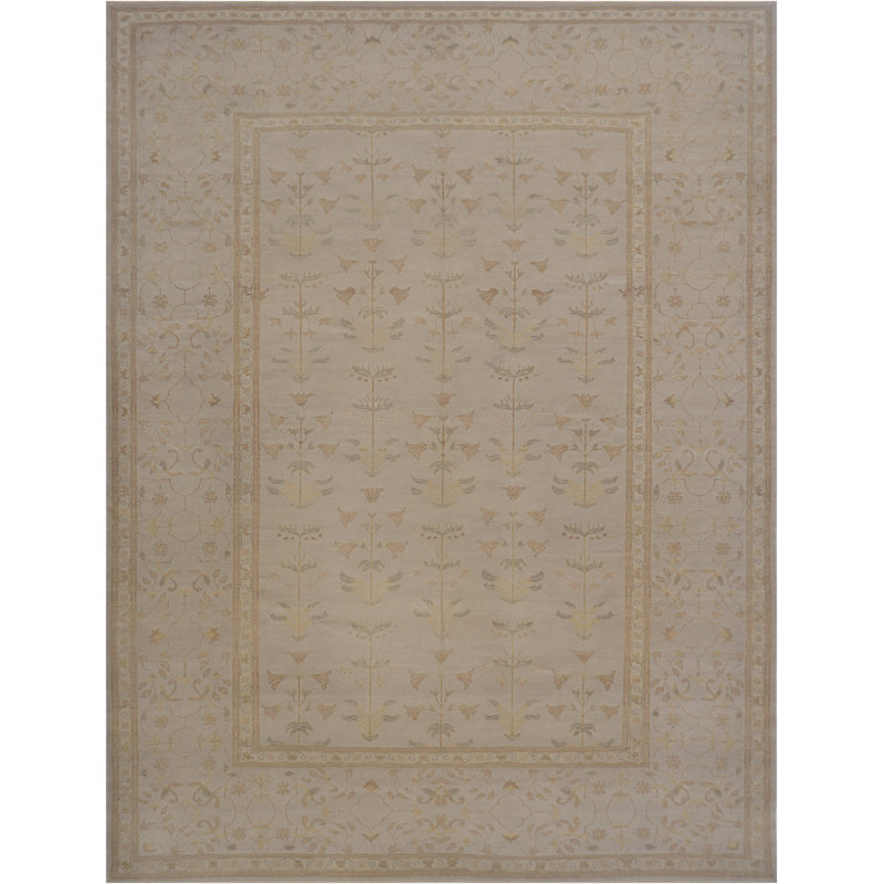 Tapis brun en laine noué à la main Agra