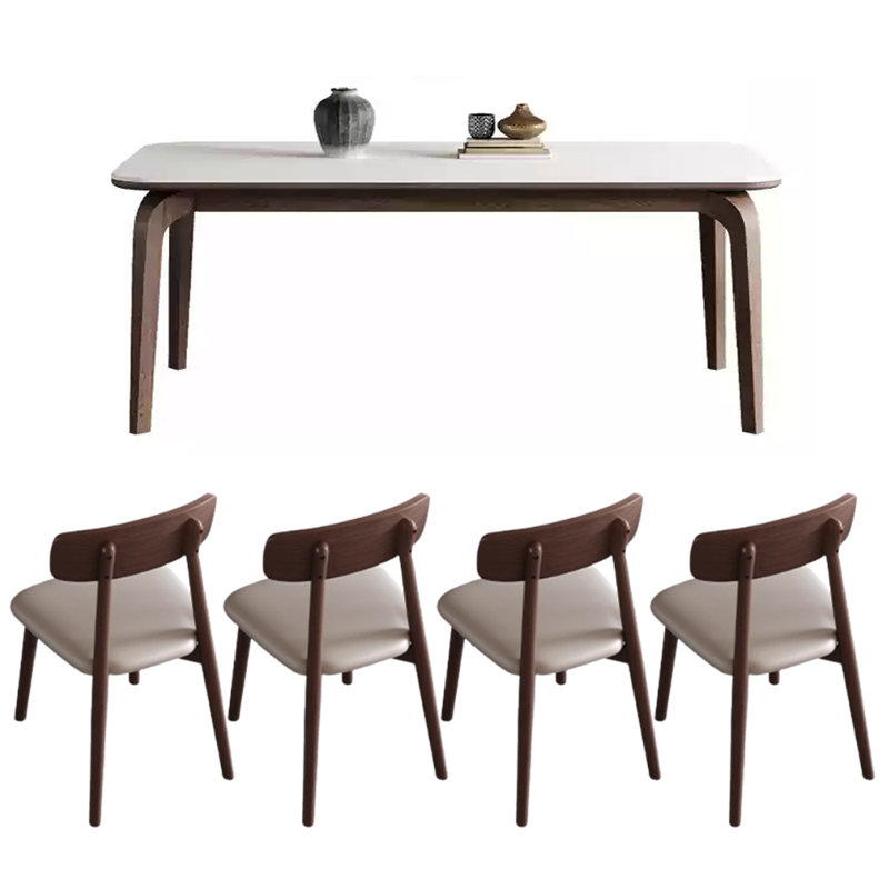 Modern Simple Durable Rock Slab Dining Table Set, 29.52"H x 70.86"L x 35.43"W