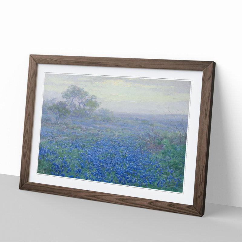 Bluebonnet Flowers Vol.1 by Julian Onderdonk - Picture Frame Painting, 48cm H x 65cm W x 2cm D, Walnut Framed