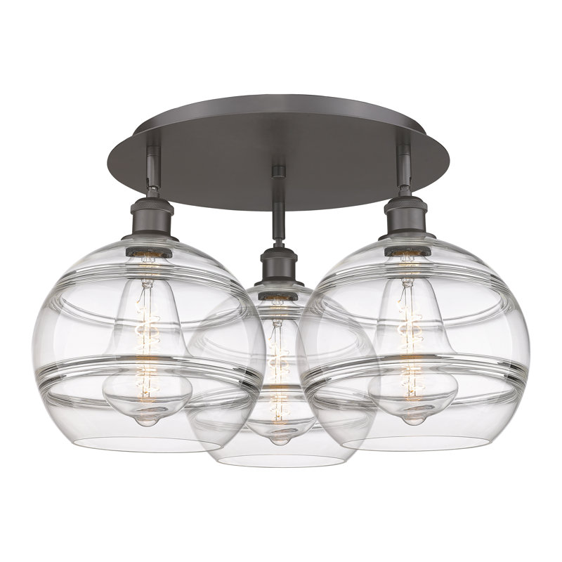Chartoff Glass Semi Flush Mount, 12.63" H x 21.75" W x 21.75" D, Oil Rubbed Bronze, Clear