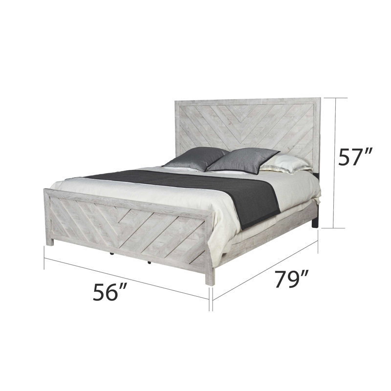 Lit double de style moderne gris avec tête de lit en bois massif gris et luxueux