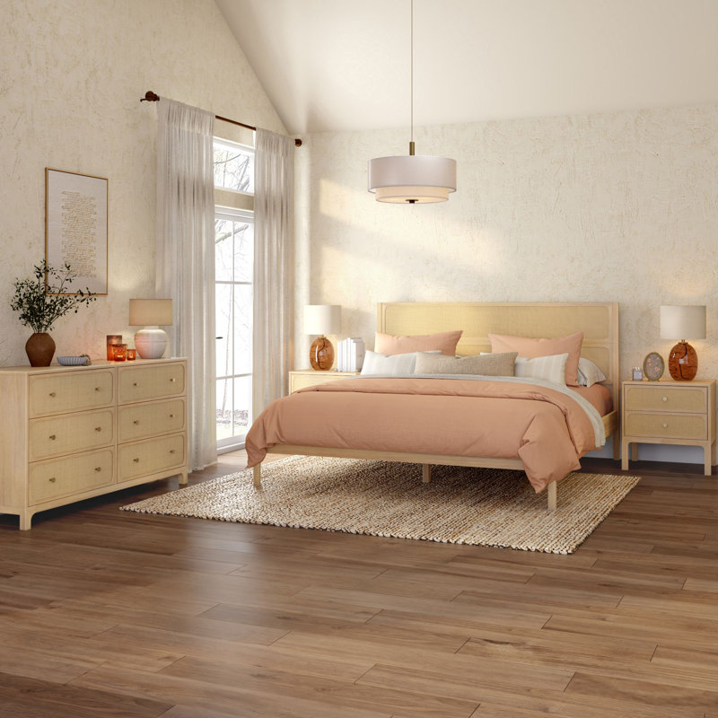 Elio Rattan Solid Wood King Bed, King