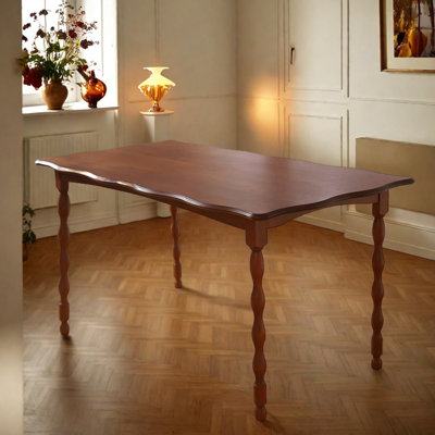 Solid wood petal-shaped dining table