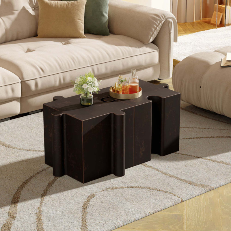  Table d'appoint Convex Edge casse-tête MGO, table de bout décorative modulaire emboîtable, table basse d'extérieur personnalisée