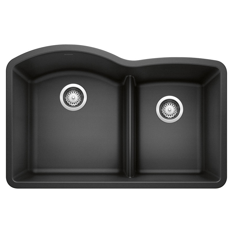 Diamond SILGRANIT 32" L x 20.88" W Double Bowl Undermount Kitchen Sink with Low Divide, Anthracite