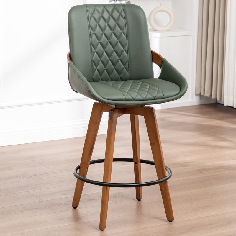 Tabourets de bar et de comptoir pivotants modernes rembourrés, Tabouret de comptoir (siège d'une hauteur de 26,3, Vert