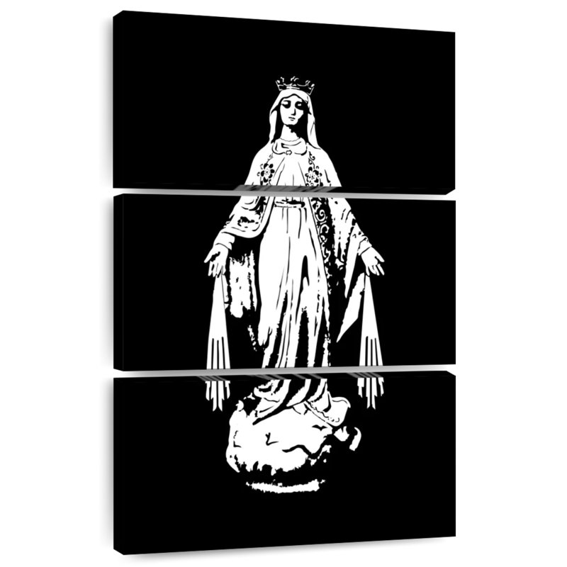 Vierge Marie en noir et blanc