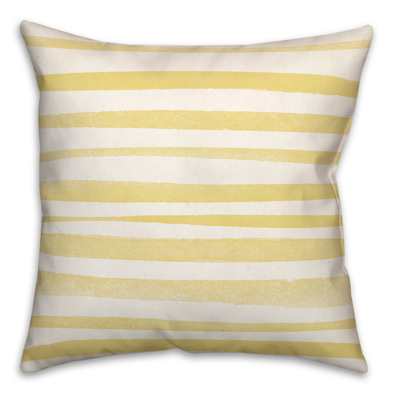 Striped Outdoor Reversible Throw Pillow, Yellow