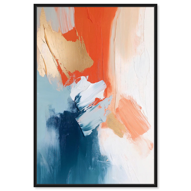 Art Remède marbré abstrait toile orange infusion II, Noir, noir, noir, noir, Reproduction encadrée sans passe-partout