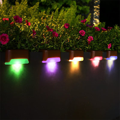 16 Pack Solar Deck Lights Outdoor, Color Glow Solar Step Lights LED Waterproof Solar Fence Lights For Stair Patio Yard Path And Garden, Color Changing -  TGBY, B08X65YWGS