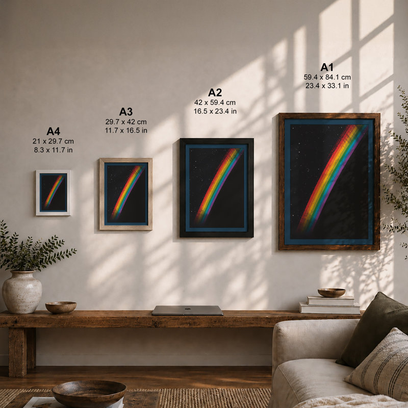 Rainbow Through Stars Modern - Framed Print, Oak, A3 - 42.0 x 29.7 cm