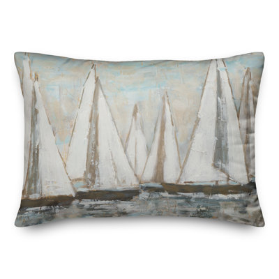 Painterly Sailboats Indoor/Outdoor Throw Pillow