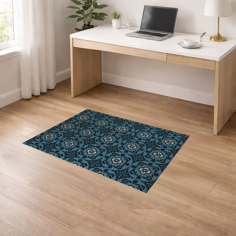 Tapis de bureau léger antidérapant à profil bas Sully, H 0,1 po x l 84 po x P 60 po, Bleu