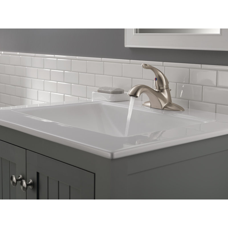 Classic Centerset Bathroom Faucet with Drain Assembly and Diamond Seal Technology, Brilliance Stainless, With Pop-Up Drain