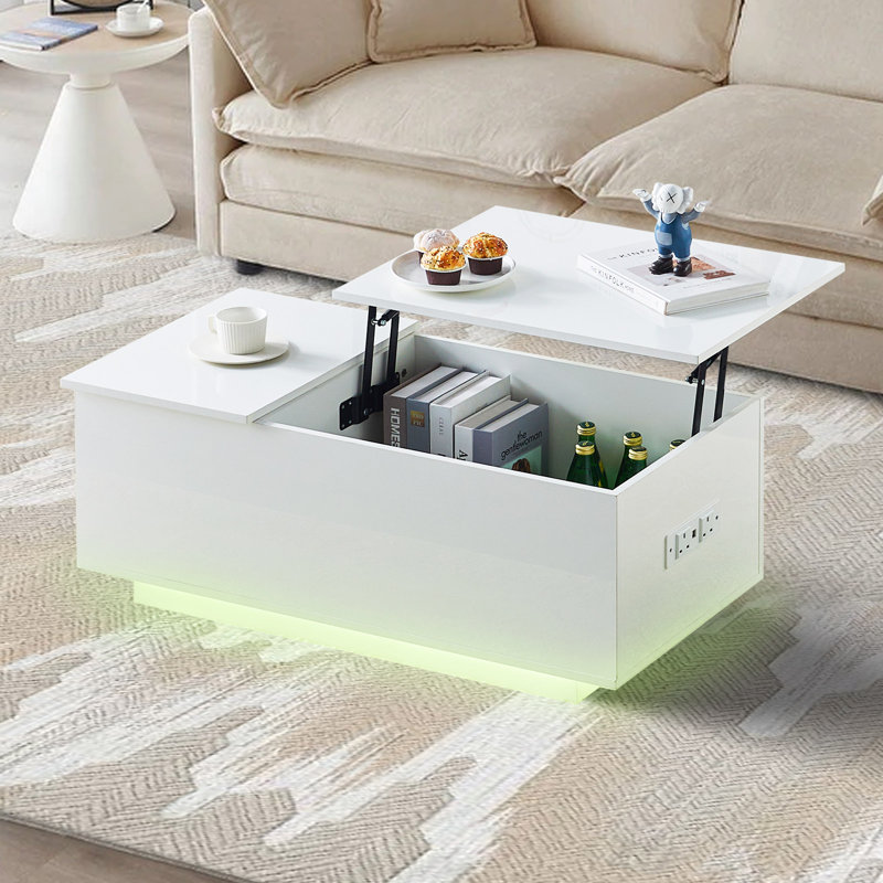 Coffee Table with Storage, White
