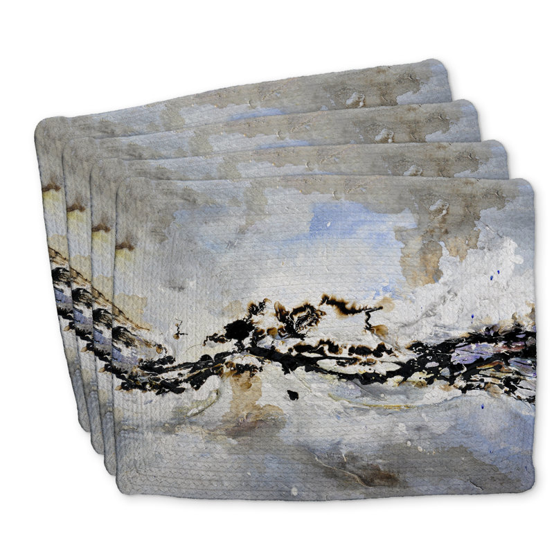 Texturized Abstract Wave Braided Polyester Placemats - Set of 4