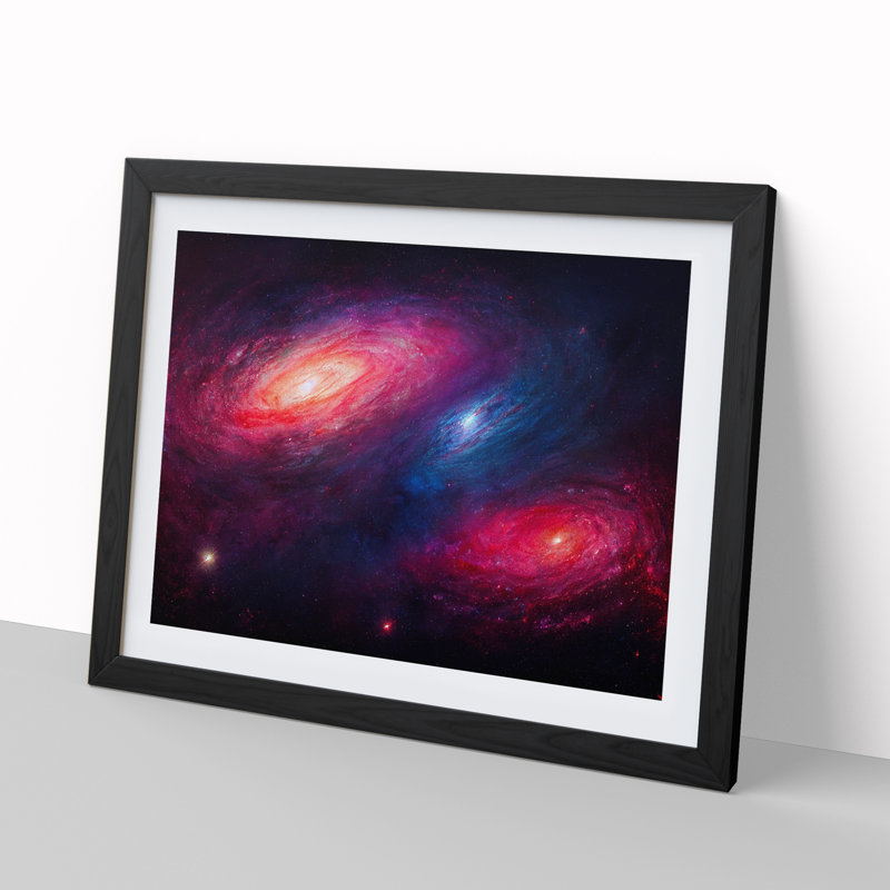 Futuristic Galaxy Vol.3 1 Piece Single Picture Frame Wall Art, 25cm H x 34cm W x 2cm D, Black