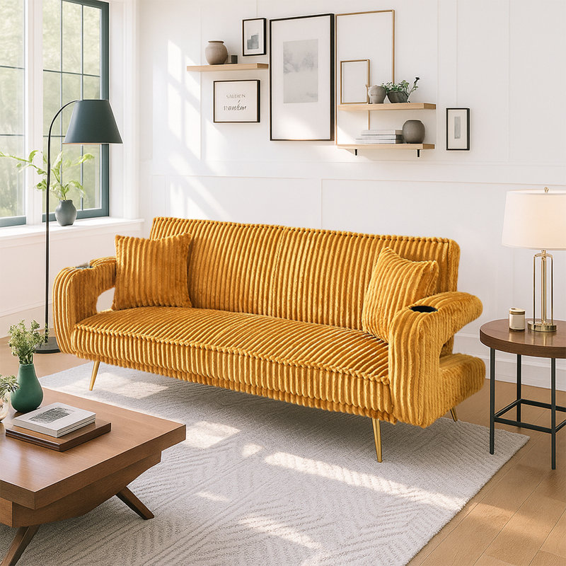 Canapé 74 po Mid-Century, Orange