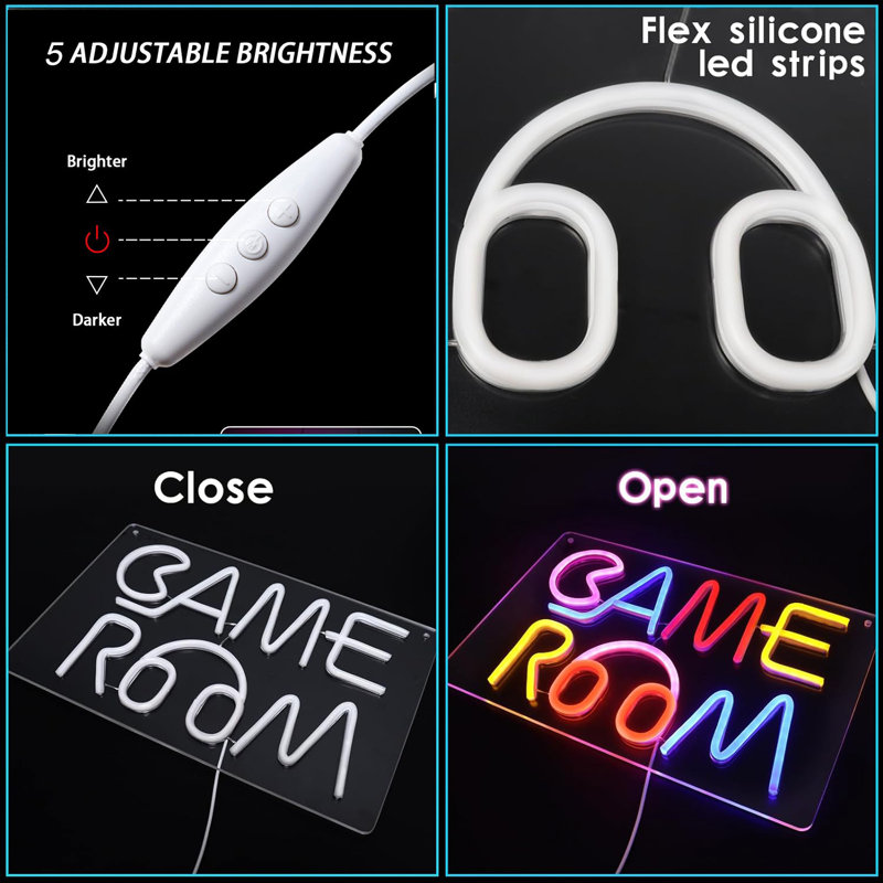 15.7" Colorful Game Room Neon Sign Dimmable LED Neon Sign Light