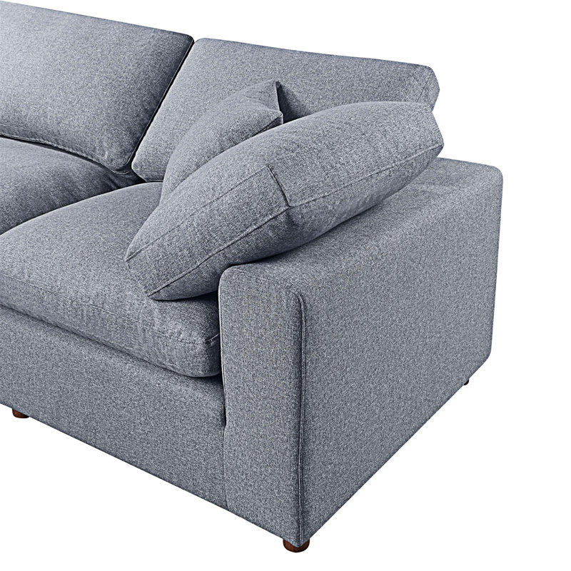 Modern Modular Sectional Sofa Set, Gray Linen
