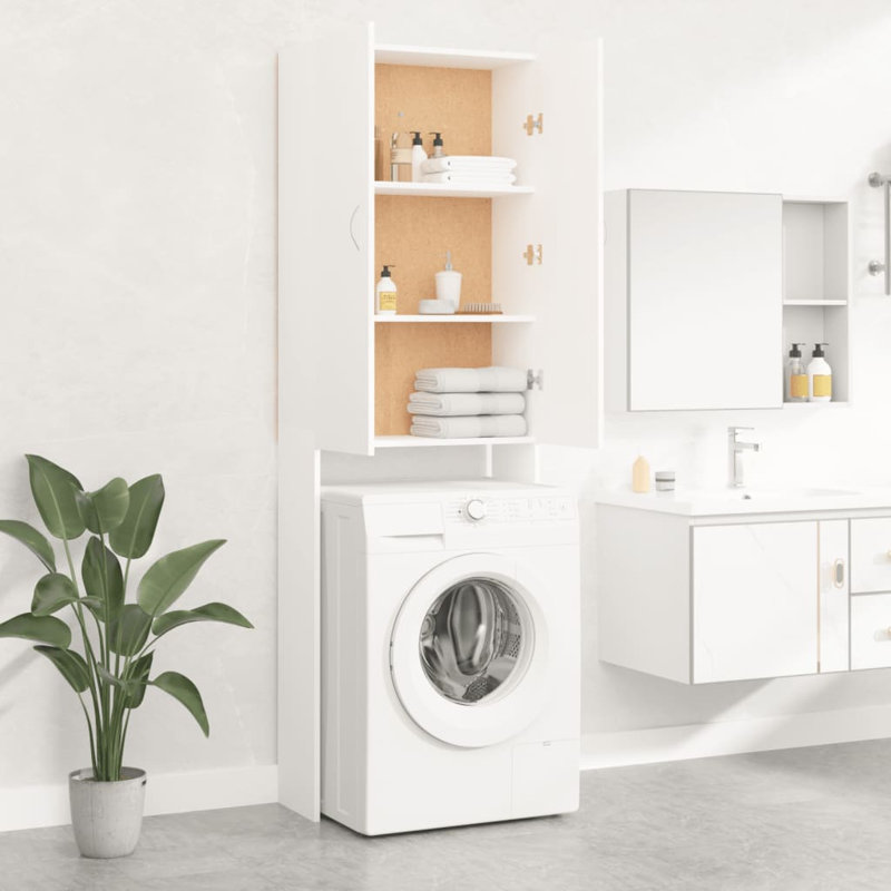 Awaab Solid Wood Linen Cabinet, White