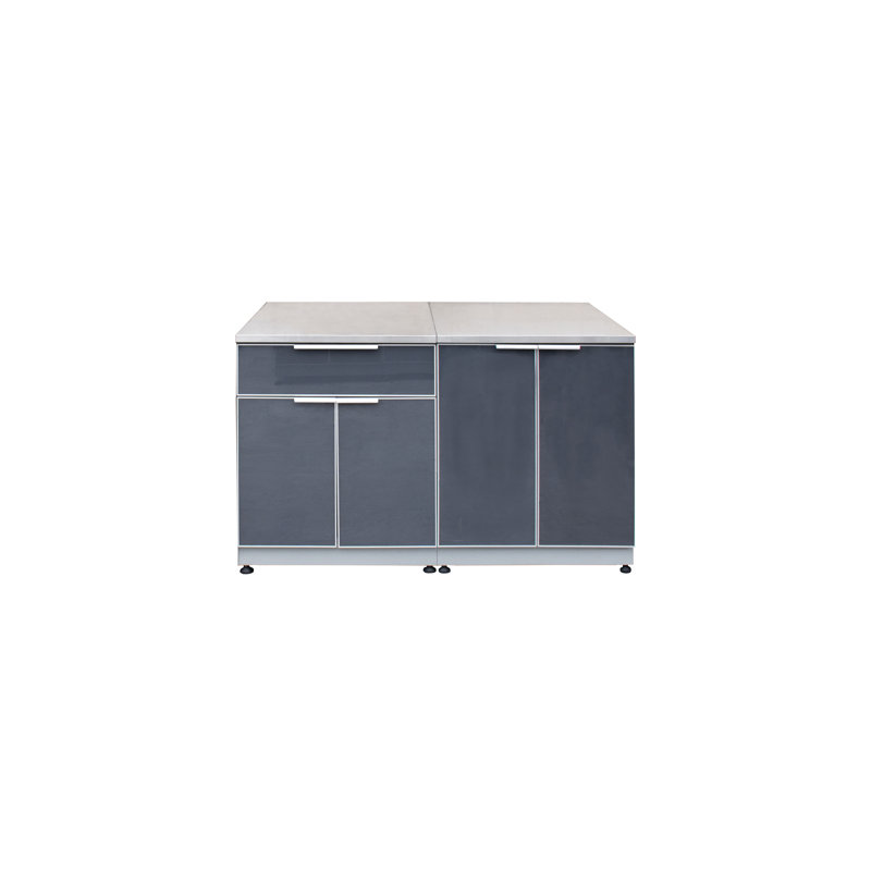 Cuisine d'extérieur Blue Sky Outdoor Living - 152,4 x 93,3-97,2 cm (60 x 36,75-38,25 po), ensemble de 2 pièces en acier inoxydable de qualité alimentaire et conception pliable brevetée - OKCD2-DR1-36T