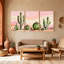 «Cactus Desert Cactus Landscape», ensemble de 3 impressions sur toile-1737851159