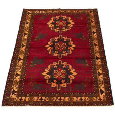 Tapis rouge foncé Dequita 3 pi 8 po x 6 pi 9 po