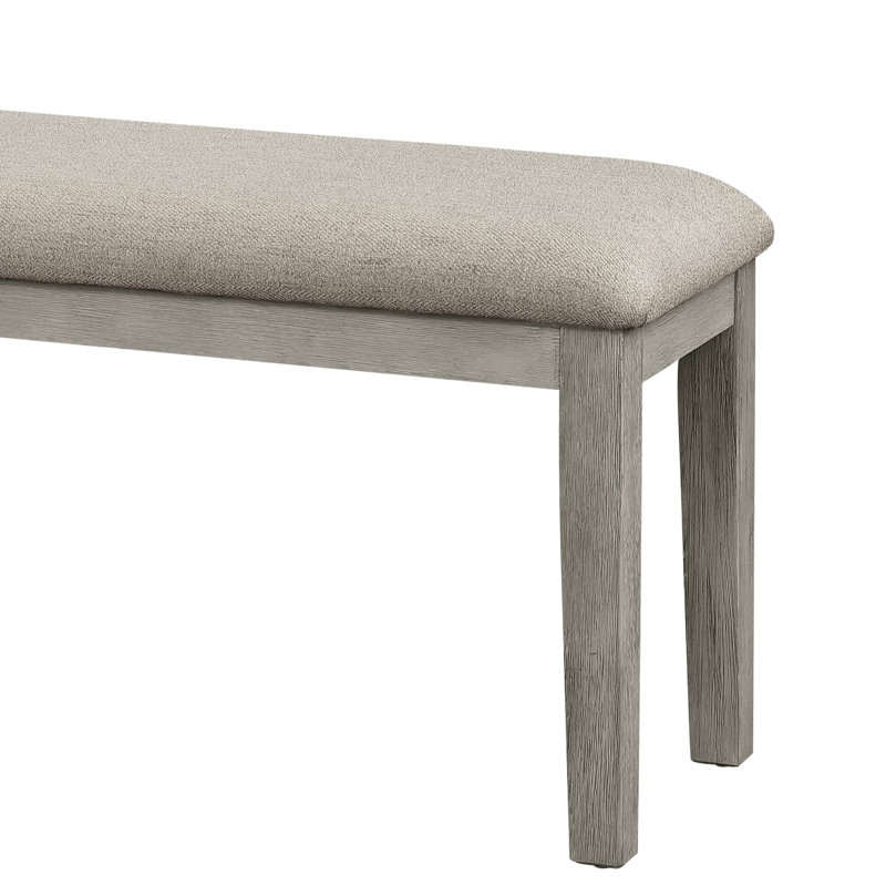 Banc rembourré en tissu pour salle à manger avec finition en tissu d'ameublement gris et bois, Gris