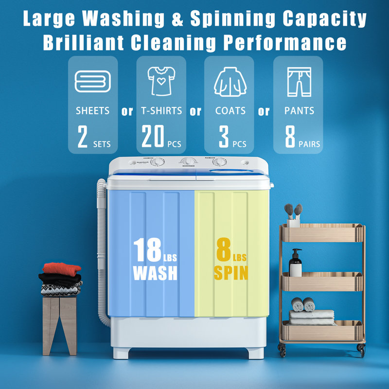 Auertech Portable Washer And Spinner in White
