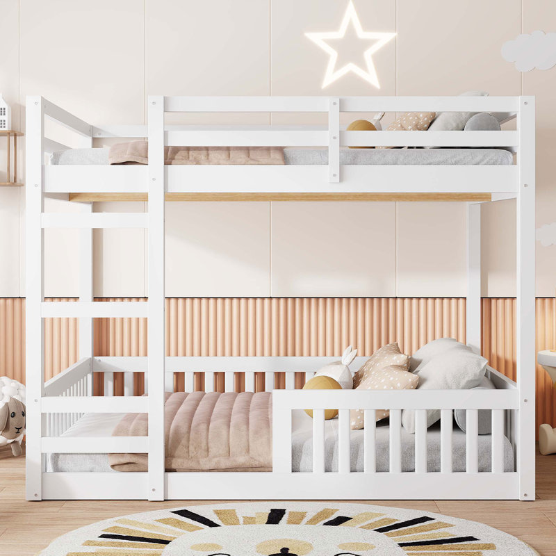 Lit superposé avec échelle en bois, Blanc