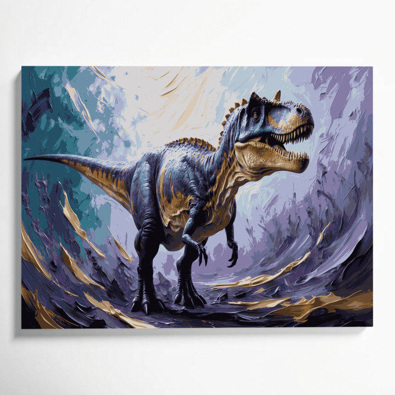 «Dinosaur Torosaurus», art mural sur toile mauve, H 24 po x l 36 po