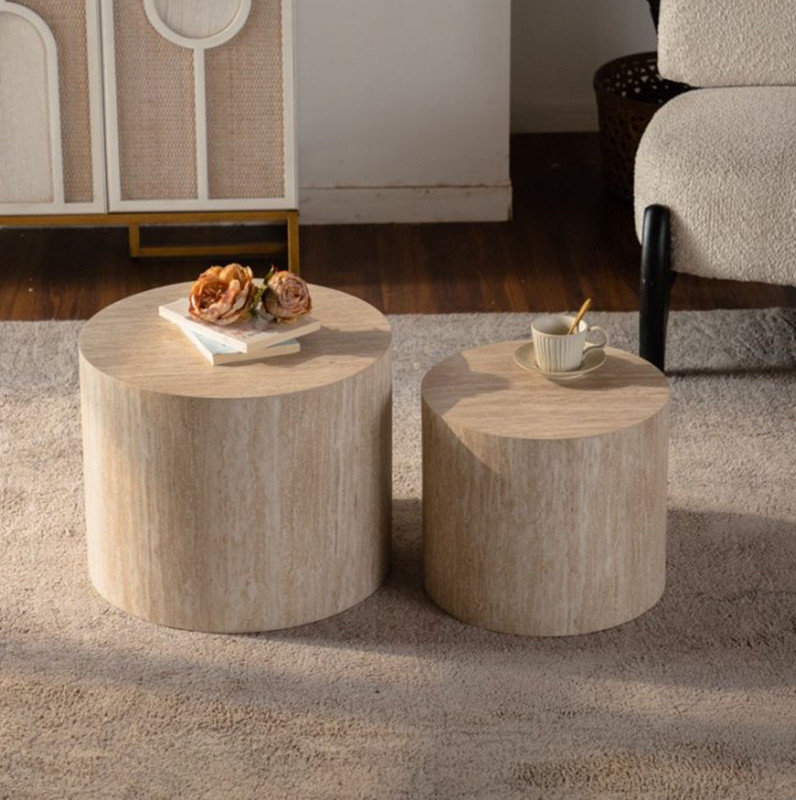 Ensemble de 2 tables basses rondes en bois Nesting