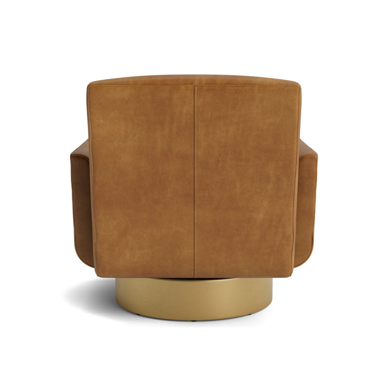 Supernova Full Swivel Leather Chair, Bedford - Saddle, Brushed Brass