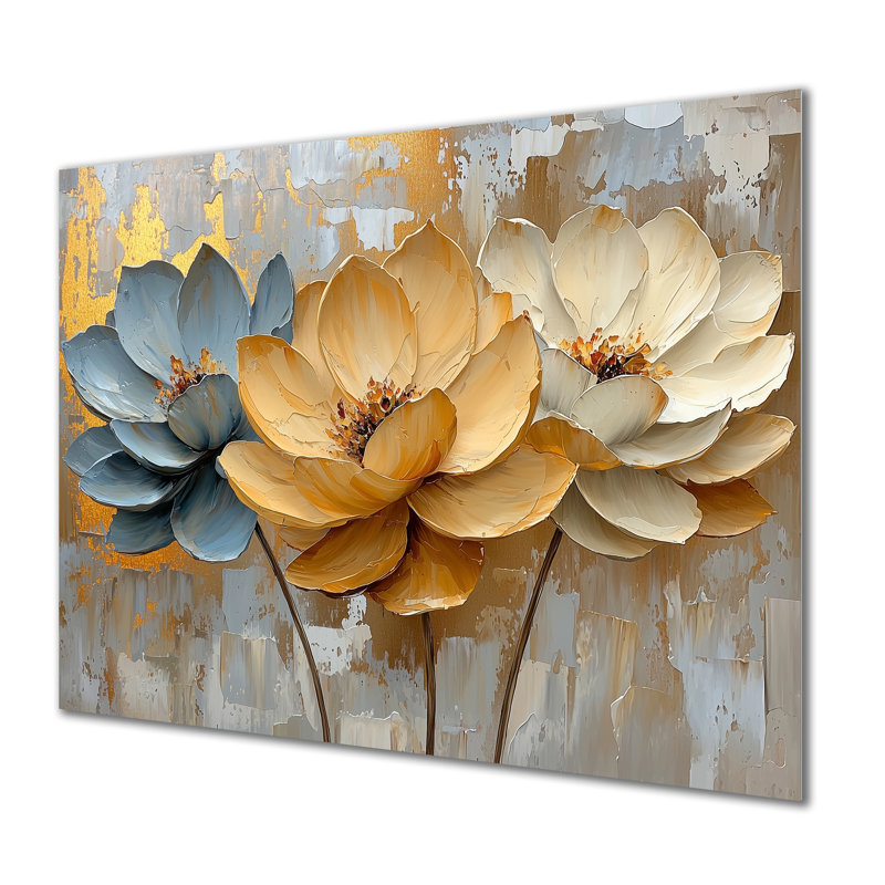 «Golden Succulent Bloom In The Arid II», reproduction de métal succulent, H 12 po x l 20 po