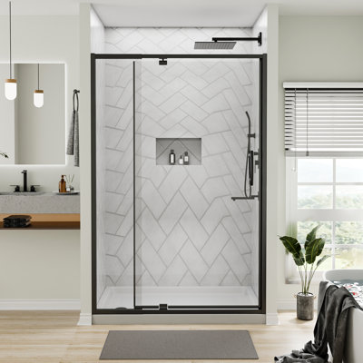 Porte de douche à charnière pivotante avec cadre transparent l 38 à 42 po x H 71 po