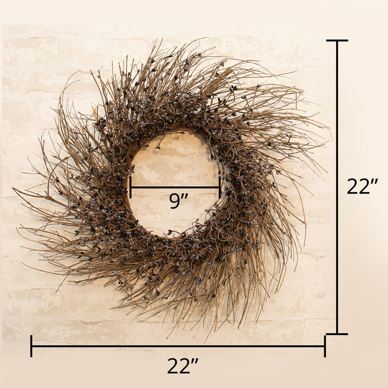 Faux Wreath, Gray/Black, 22" W x 22" H x 4" D