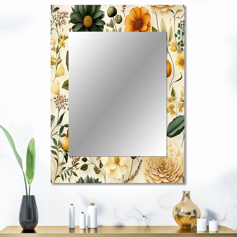 Floral Wanderlust Boho Pattern - Botanical Mirror Wall Decor, 40" x 30"