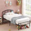 Structure de lit Base de matelas plateforme en métal avec tête de lit Pied de lit à lattes en acier / Aucun sommier requis / Assemblage facile, noir-1900428545