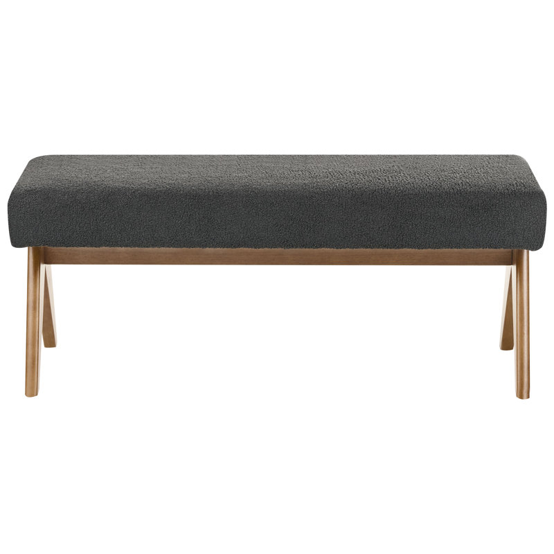 Bench Drumheller Boucle, Dark Brown Wood, Black