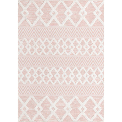 Tapis contemporain Jordalier de couleur rose