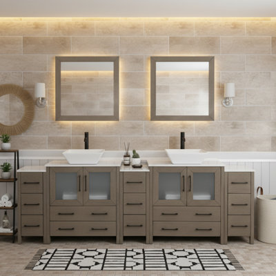 Ensemble de meuble-lavabo double 96 "avec miroir 