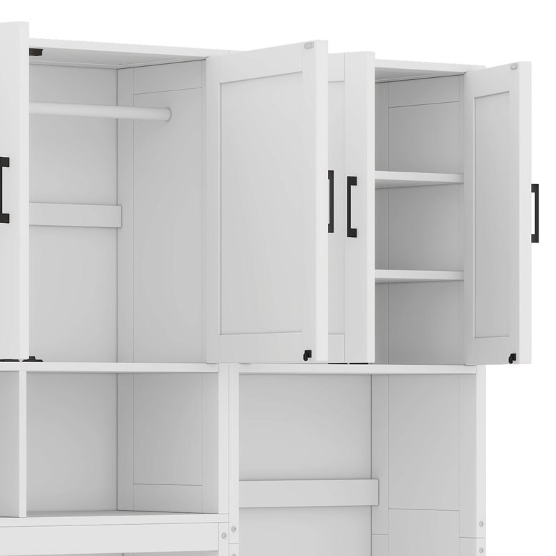  Lit escamotable simple Elin avec bureau et tablettes ouvertes, Blanc