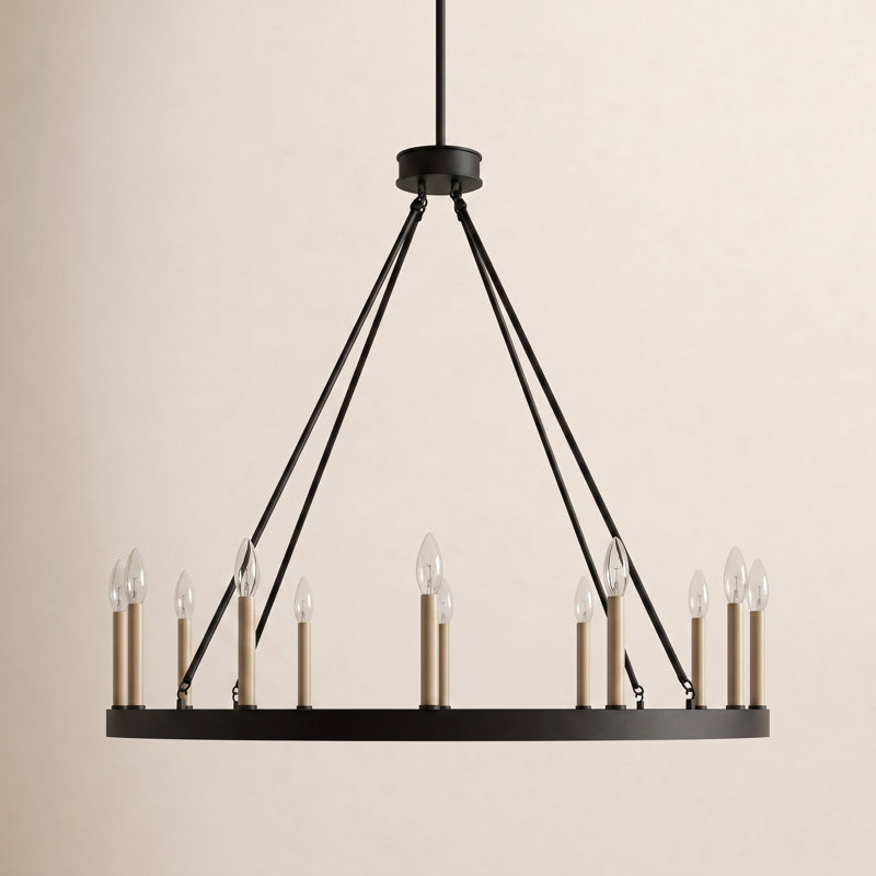 Madalyn 12-Light Chandelier, Noir classique / poussière de laiton contemporain