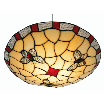 1 - Light Tiffany Glass Bowl Pendant