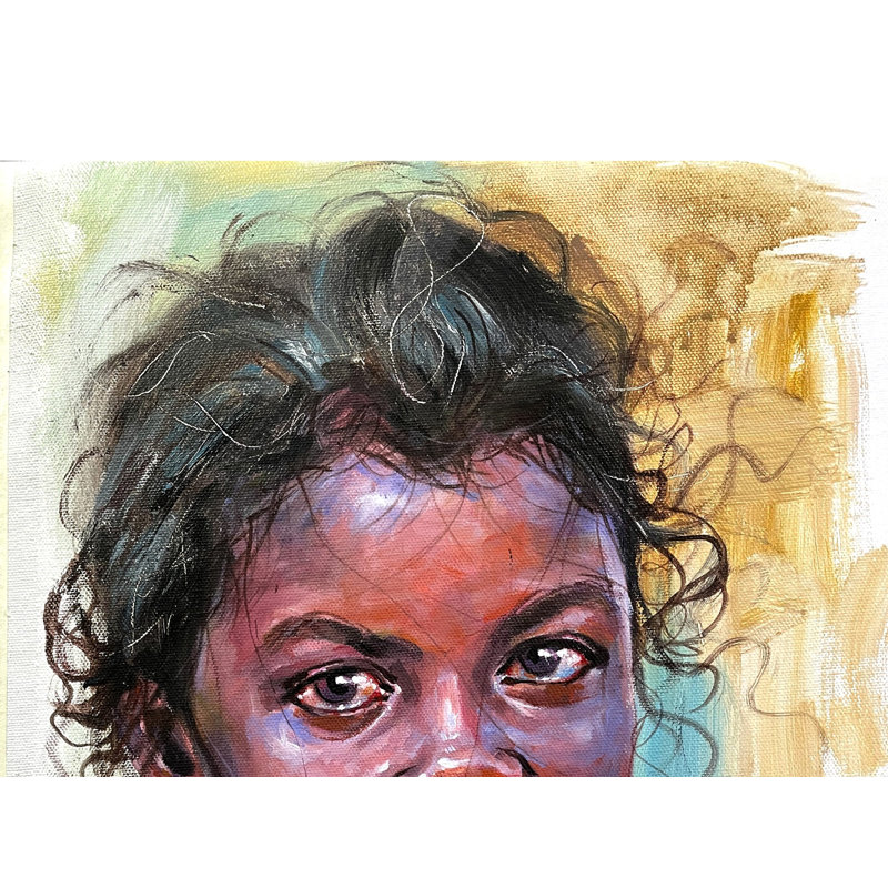 Portrait d'une fillette souriante | Acrylique sur toile | Par Jugal Sarkar