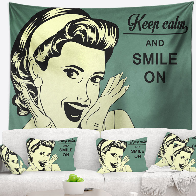 Tapisserie femme pop art retro Abstract, H 32 po x l 39 po